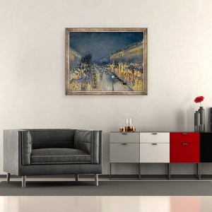 Tablou inramat - Camille Pissarro - Bulevardul Montmartre noaptea, 50 x 60 cm - Img 2