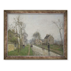 Tablou inramat - Camille Pissarro - Route de Versailles, Louveciennes, Efect Ploaie, 60 x 80 cm
