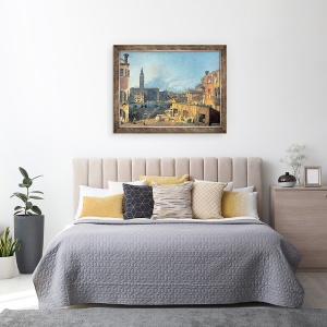 Tablou inramat - Canaletto - Venetia, Campo San Vidal si Santa Maria della Carita Curtea Pietrasului 1727-28, 60 x 80 cm - Img 3