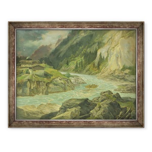Tablou inramat - Carl Morgenstern - Rapids pe raul Isar, 60 x 80 cm