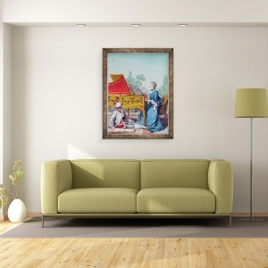 Tablou inramat - Carmontelle - Portretul domnisoarei Desgots de Saint-Domingue cu sclavul ei Laurent, 70 x 90 cm - Img 2