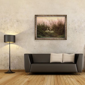 Tablou inramat - Caspar David Friedrich - Lebede in trestie, 60 x 80 cm - Img 3