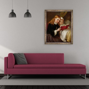 Tablou inramat - Charles Compton - Poveste inainte de culcare, 50 x 60 cm - Img 2