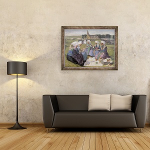 Tablou inramat - Charles Cottet - Femeile din Plougastel la gratierea Notre-Dame de la Palud, 70 x 90 cm - Img 2