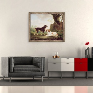 Tablou inramat - Charles Towne - Doi spanioli intr-un peisaj, 50 x 60 cm - Img 2