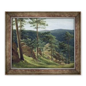 Tablou inramat - Christian Ernst Bernhard Morgenstern - Vedere spre Muntele Brocken, 50 x 60 cm