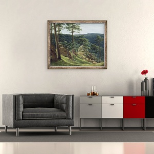 Tablou inramat - Christian Ernst Bernhard Morgenstern - Vedere spre Muntele Brocken, 50 x 60 cm - Img 2