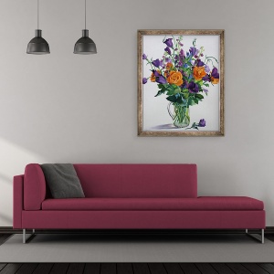 Tablou inramat - Christopher Ryland - Flori portocalii si purpurii, 50 x 60 cm - Img 2