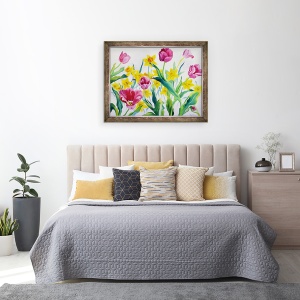 Tablou inramat - Christopher Ryland - Narcisele si lalele, 70 x 90 cm - Img 3