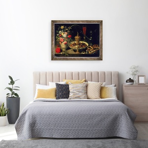 Tablou inramat - Clara Peeters - Natura moarta de flori si fructe uscate, 60 x 80 cm - Img 3
