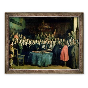 Tablou inramat - Claude Jacquand - Juramantul de ratificare a Tratatului de la Munster, 15 mai 1648, 60 x 80 cm