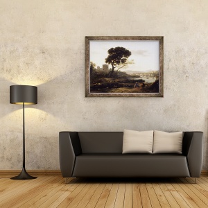 Tablou inramat - Claude Lorrain - Peisaj langa Roma cu vedere la Ponte Molle, 70 x 90 cm - Img 2