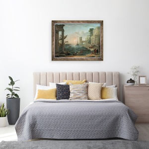 Tablou inramat - Claude Lorrain - Port maritim cu imbarcarea reginei din Sheba, 60 x 80 cm - Img 3