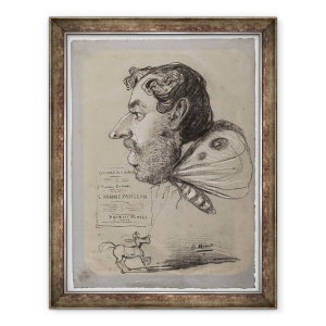 Tablou inramat - Claude Monet - Caricatura lui Jules Didier Omul fluture, c.1858 carbune, inaltat cu creta alba, cu pete, 70 x 90 cm