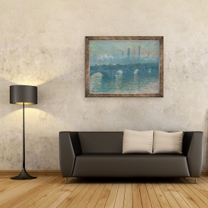 Tablou inramat - Claude Monet - Podul Waterloo, Vremea gri, 60 x 80 cm - Img 2