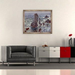 Tablou inramat - Claude Monet - Stancile de la Belle-Ile, 50 x 60 cm - Img 2