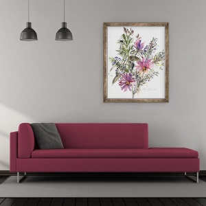 Tablou inramat - Claudia Hutchins-Puechavy - Floral, margarete sud-africane si lavander, 50 x 60 cm - Img 2