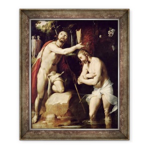Tablou inramat - Cornelis Cornelisz. van Haarlem - Botezul lui Hristos, 50 x 60 cm