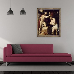 Tablou inramat - Cornelis Cornelisz. van Haarlem - Botezul lui Hristos, 50 x 60 cm - Img 2