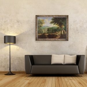 Tablou inramat - Cornelis Huysmans - Peisaj cu o turma de oi, 70 x 90 cm - Img 2
