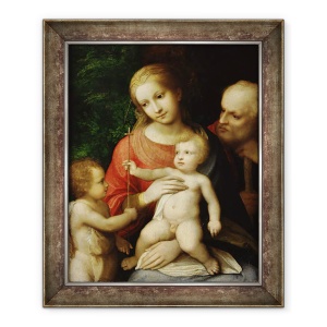 Tablou inramat - Correggio - Fecioara si Pruncul inconjurat de Sfantul Ioan Botezatorul si Sfantul Iosif, 70 x 85 cm