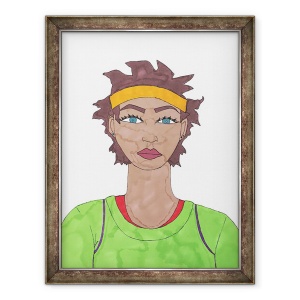 Tablou inramat - Daisy de Villeneuve - Fata cu Headband galben, 70 x 90 cm