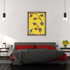 Tablou inramat - Daisy de Villeneuve - Flori de fundal galben, 60 x 80 cm - Img 3