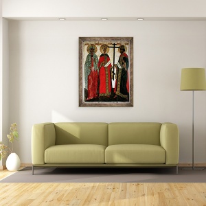 Tablou inramat - Dionisy - Icoana ilustrand SS. Constantin, Helena si Agatha, scoala Novgorod, 60 x 80 cm - Img 2