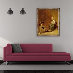 Tablou inramat - Dirck Hals - Carti de joc copii, 50 x 60 cm - Img 2