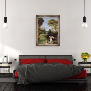 Tablou inramat - Domenichino - Peisaj cu Tobias de stabilire a pestilor, 60 x 80 cm - Img 3