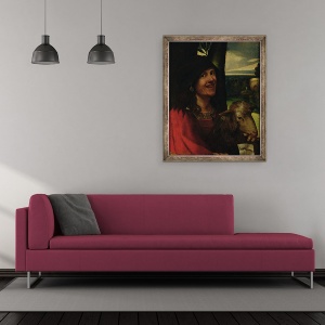 Tablou inramat - Dosso Dossi - Portret De Un Bufon Curte, 50 x 60 cm - Img 2