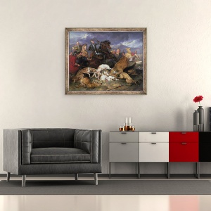 Tablou inramat - Edwin Landseer - Vanatoarea Chevy Chase, 50 x 60 cm - Img 2