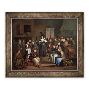Tablou inramat - Egbert van Heemskerk the Elder - O intalnire a Quakerilor, 50 x 60 cm