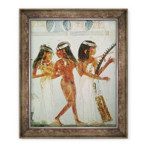 Tablou inramat - Egyptian 18th Dynasty - Muzicieni si dansatoare, din mormantul lui Nakht, 50 x 60 cm