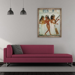 Tablou inramat - Egyptian 18th Dynasty - Muzicieni si dansatoare, din mormantul lui Nakht, 50 x 60 cm - Img 2