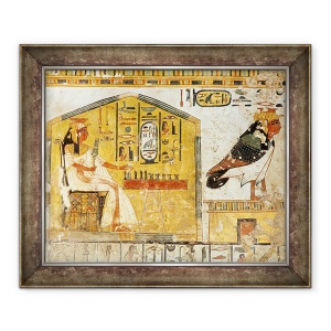 Tablou inramat - Egyptian 19th Dynasty - Nefertari joc senet, detaliu de un tablou de perete din Mormantul Reginei Nefertari, 50 x 60 cm