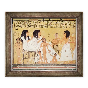 Tablou inramat - Egyptian 20th Dynasty - Mortii, familia si servitorii lor, din mormantul lui Ankerkhe, Mormintele muncitorilor, 50 x 60 cm
