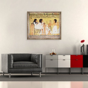 Tablou inramat - Egyptian 20th Dynasty - Mortii, familia si servitorii lor, din mormantul lui Ankerkhe, Mormintele muncitorilor, 50 x 60 cm - Img 2