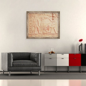 Tablou inramat - Egyptian 6th Dynasty - Relief ilustrand un om muls o vaca, din Mastaba lui Kagemni, 50 x 60 cm - Img 2