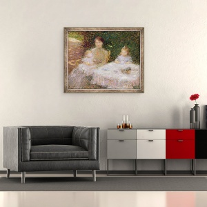 Tablou inramat - Ernest-Joseph Laurent - Familia artistului in gradina, 50 x 60 cm - Img 2