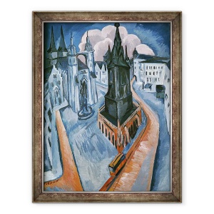 Tablou inramat - Ernst Ludwig Kirchner - Turnul Rosu din Halle, 60 x 80 cm