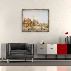 Tablou inramat - Esaias I van de Velde - Peisaj iarna, 50 x 60 cm - Img 2