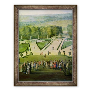 Tablou inramat - Etienne Allegrain - Promenada lui Ludovic al XIV-lea de catre Parterre du Nord, detaliu al lui Ludovic si anturajul sau, 70 x 90 cm