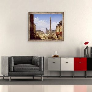 Tablou inramat - Etienne Bouhot - Fantana din Place du Chatelet, Paris, 50 x 60 cm - Img 2