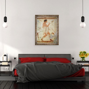 Tablou inramat - Etruscan - Muzician cantand un flaut dublu, din mormantul tricliniului, 60 x 80 cm - Img 3