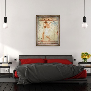 Tablou inramat - Etruscan - Muzician care canta la titera sau la lira, din Mormantul Tricliniumului, 60 x 80 cm - Img 3