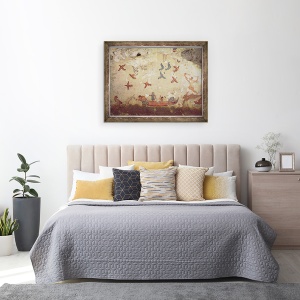 Tablou inramat - Etruscan - Pescarii intr-o barca si pasari care zboara, de la mormantul de pescuit si vanatoare, 60 x 80 cm - Img 3