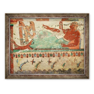 Tablou inramat - Etruscan - Un oaspete la un banchet funerar care detine un ou in mana, de la Mormantul Leilor, 60 x 80 cm