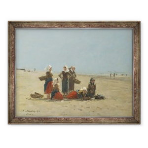 Tablou inramat - Eugene Louis Boudin - Femei pe plaja la Berck, 70 x 90 cm