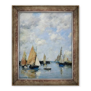 Tablou inramat - Eugene Louis Boudin - Jetty la High Tide, 70 x 85 cm